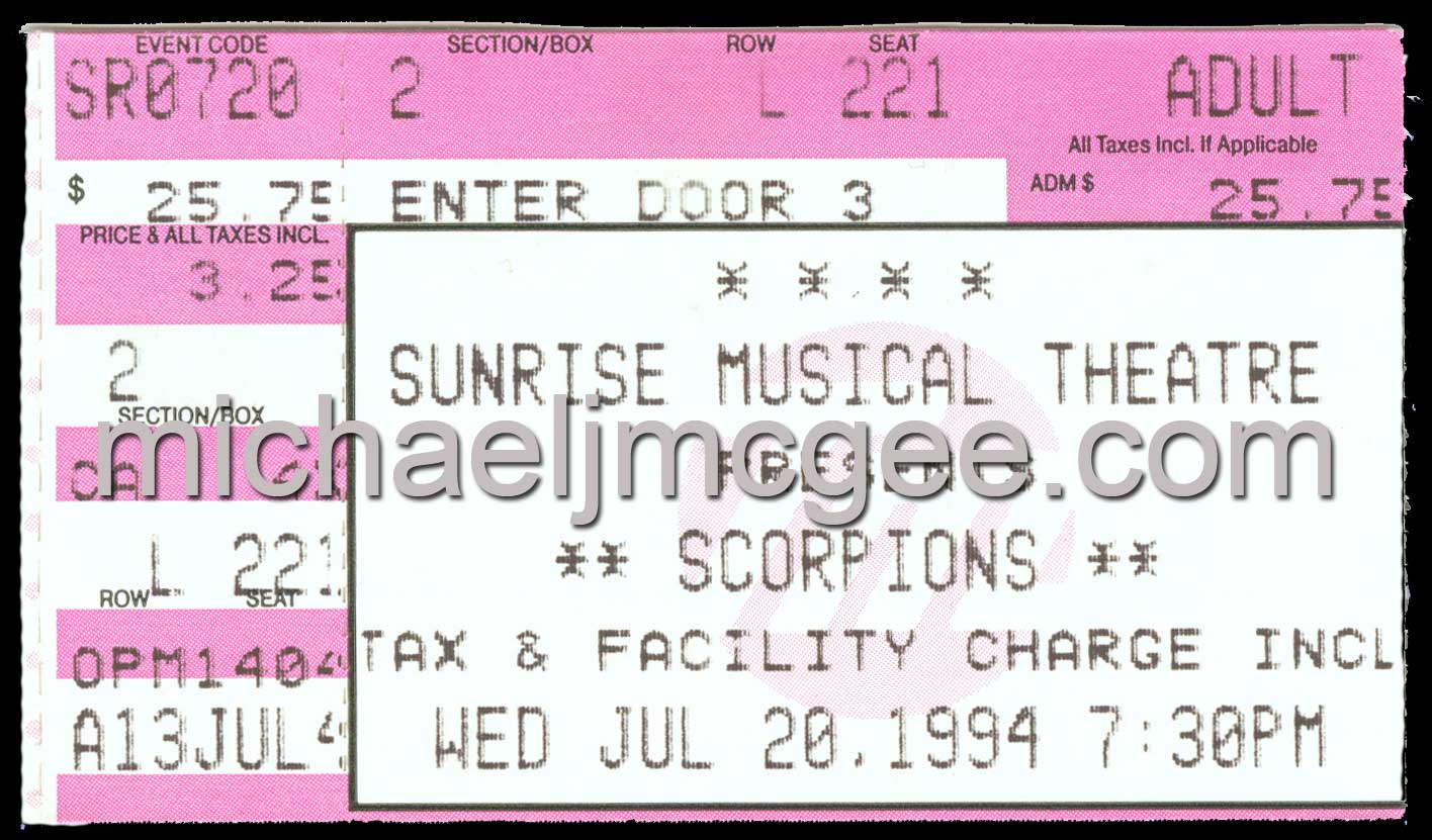 The Scorpions 1994 Face the Heat Tour